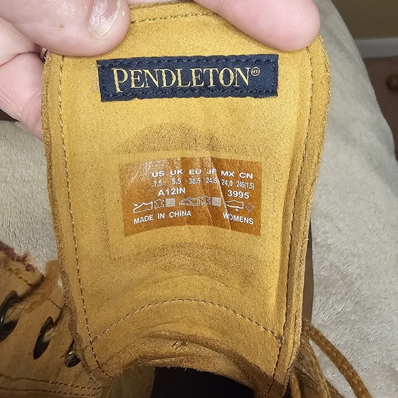 Timberland Tan Ankle Boots with Red Plaid Accent - Picture 9 of 9